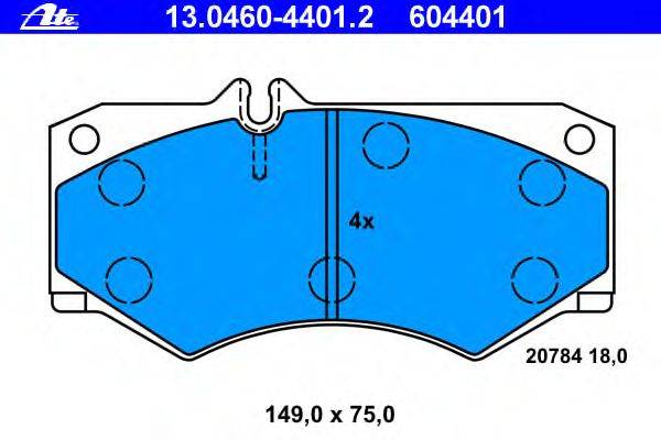 Комплект тормозных колодок, дисковый тормоз ATE 13046044012