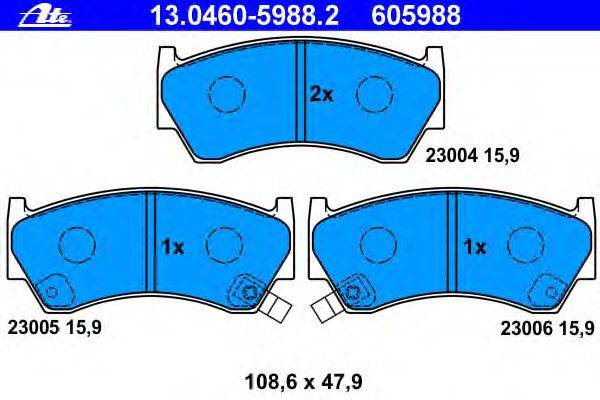Комплект тормозных колодок, дисковый тормоз ATE 13.0460-5988.2
