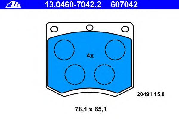Комплект тормозных колодок, дисковый тормоз ATE 13046070422