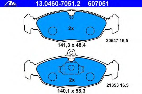 Комплект тормозных колодок, дисковый тормоз ATE 13046070512
