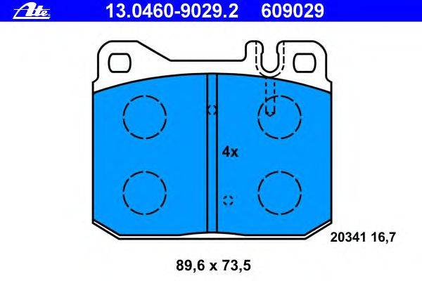 Комплект тормозных колодок, дисковый тормоз ATE 13046090292
