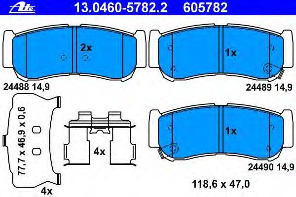 Комплект тормозных колодок, дисковый тормоз ATE 24488
