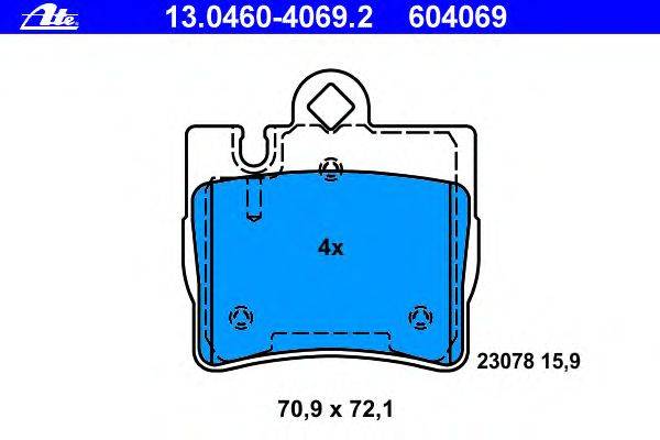 Комплект тормозных колодок, дисковый тормоз ATE 23078