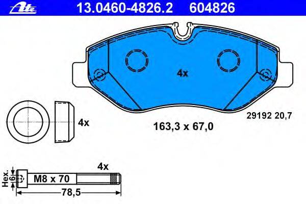 Комплект тормозных колодок, дисковый тормоз ATE 13.0460-4826.2