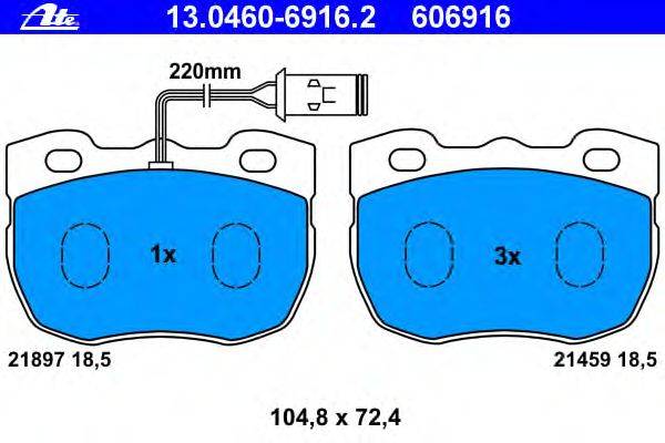 Комплект тормозных колодок, дисковый тормоз ATE 21897