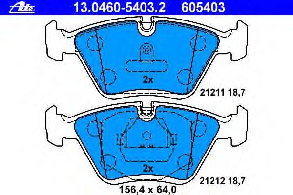 Комплект тормозных колодок, дисковый тормоз ATE 13.0460-5403.2