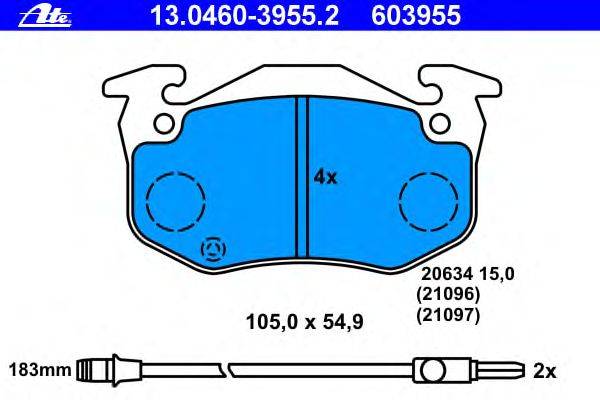 Комплект тормозных колодок, дисковый тормоз ATE 13046039552