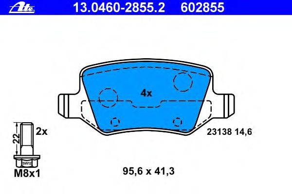 Комплект тормозных колодок, дисковый тормоз ATE 13.0460-2855.2