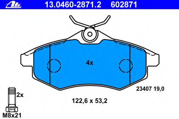 Комплект тормозных колодок, дисковый тормоз ATE 13.0460-2871.2