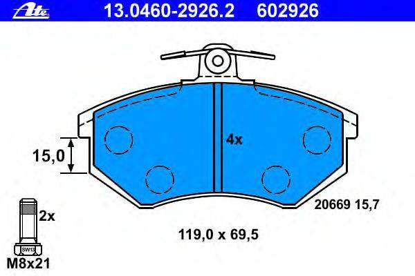 Комплект тормозных колодок, дисковый тормоз ATE 13046029262