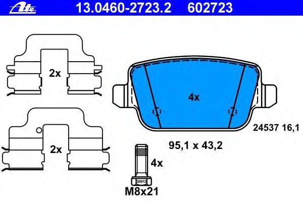 Комплект тормозных колодок, дисковый тормоз ATE 13046027232