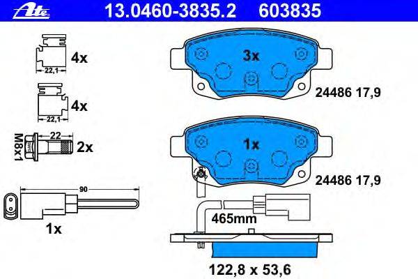 Комплект тормозных колодок, дисковый тормоз ATE 13.0460-3835.2