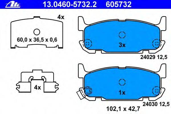 Комплект тормозных колодок, дисковый тормоз ATE 13.0460-5732.2