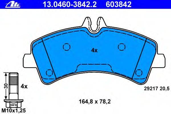 Комплект тормозных колодок, дисковый тормоз ATE 13046038422