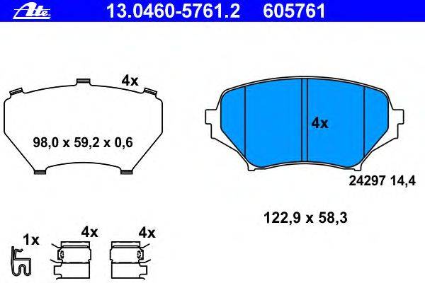 Комплект тормозных колодок, дисковый тормоз ATE 13.0460-5761.2