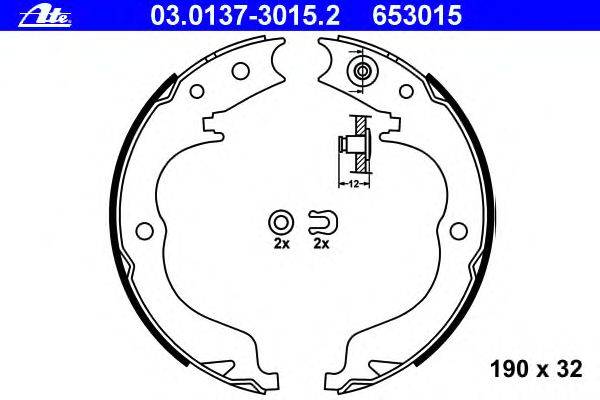 Комплект тормозных колодок, стояночная тормозная система ATE 03.0137-3015.2