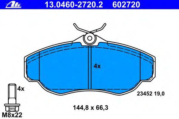 Комплект тормозных колодок, дисковый тормоз ATE 13046027202