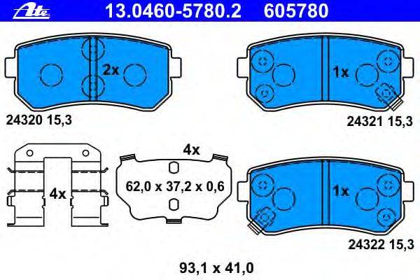 Комплект тормозных колодок, дисковый тормоз ATE 24321