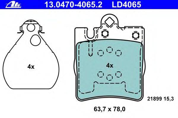 Комплект тормозных колодок, дисковый тормоз ATE 13.0470-4065.2