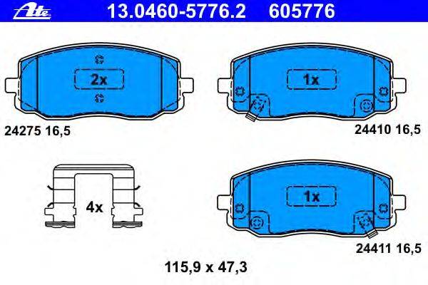 Комплект тормозных колодок, дисковый тормоз ATE 24410