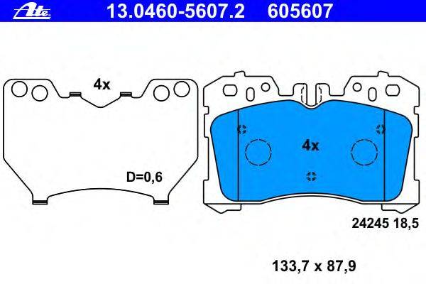 Комплект тормозных колодок, дисковый тормоз ATE 13.0460-5607.2