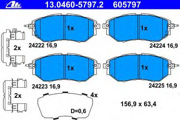 Комплект тормозных колодок, дисковый тормоз ATE 13.0460-5797.2