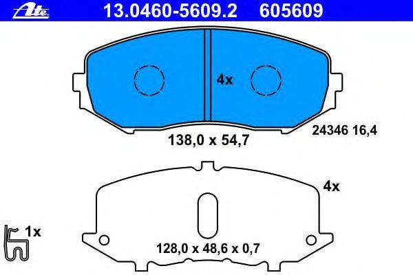 Комплект тормозных колодок, дисковый тормоз ATE 13.0460-5609.2