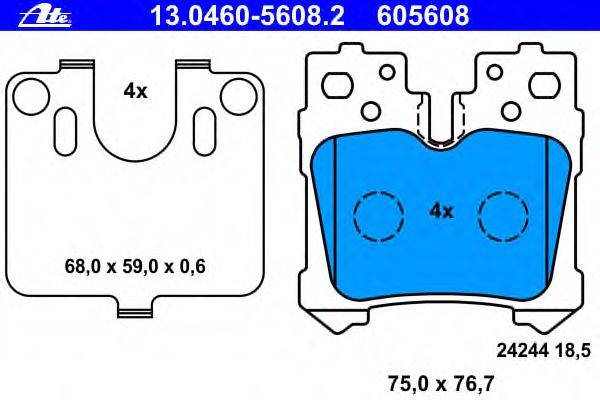Комплект тормозных колодок, дисковый тормоз ATE 13046056082
