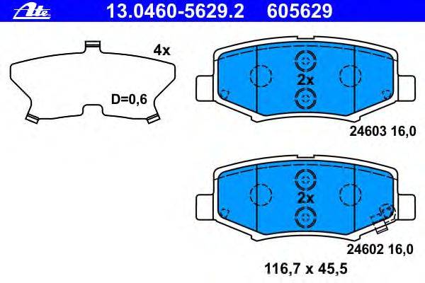 Комплект тормозных колодок, дисковый тормоз ATE 13046056292