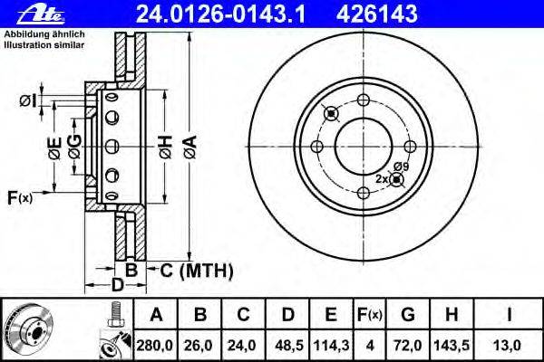 Тормозной диск ATE 24.0126-0143.1