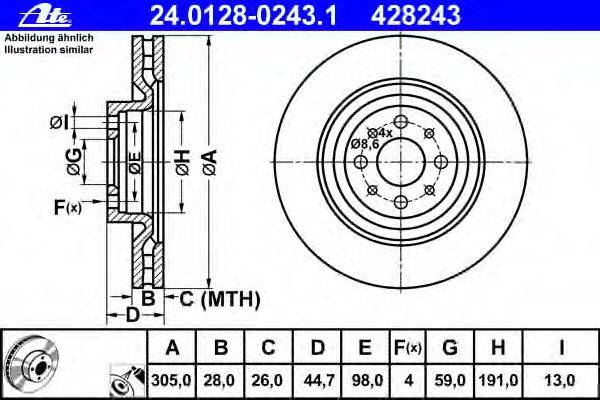 Тормозной диск ATE 24.0128-0243.1
