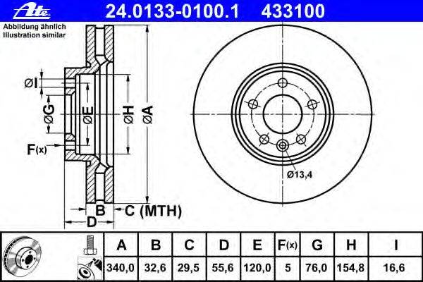 Тормозной диск ATE 24.0133-0100.1