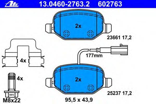 Комплект тормозных колодок, дисковый тормоз ATE 13046027632
