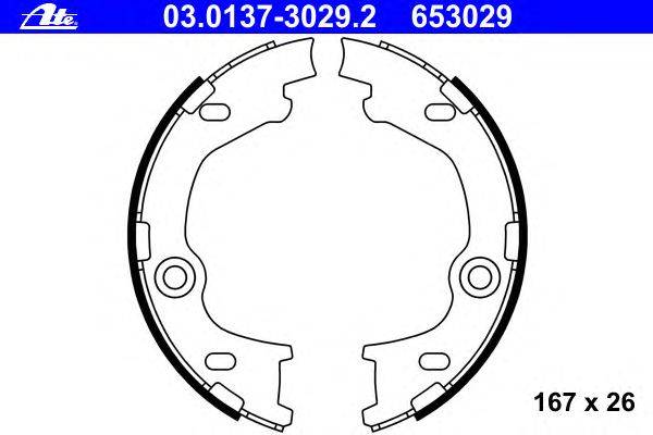 Комплект тормозных колодок, стояночная тормозная система ATE 03.0137-3029.2