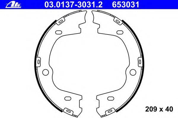 Комплект тормозных колодок, стояночная тормозная система ATE 03.0137-3031.2