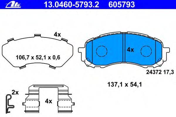 Комплект тормозных колодок, дисковый тормоз ATE 13.0460-5793.2