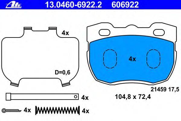 Комплект тормозных колодок, дисковый тормоз ATE 13046069222