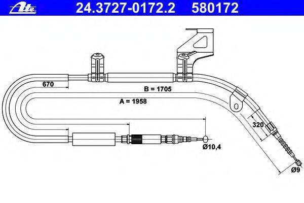 Трос, стояночная тормозная система ATE 24.3727-0172.2