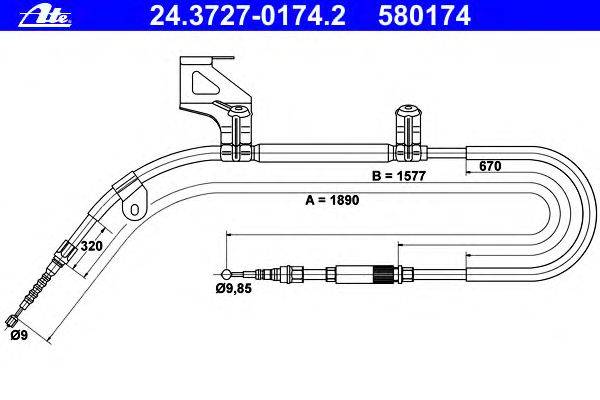 Трос, стояночная тормозная система ATE 24.3727-0174.2
