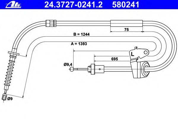 Трос, стояночная тормозная система ATE 24.3727-0241.2