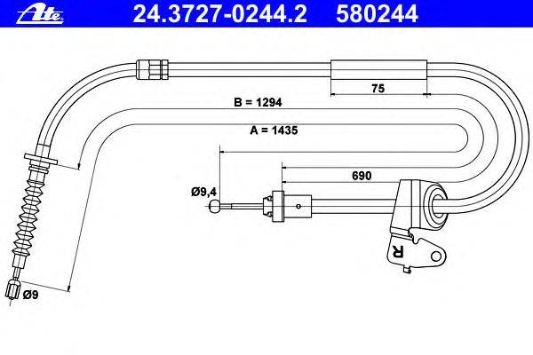 Трос, стояночная тормозная система ATE 24.3727-0244.2