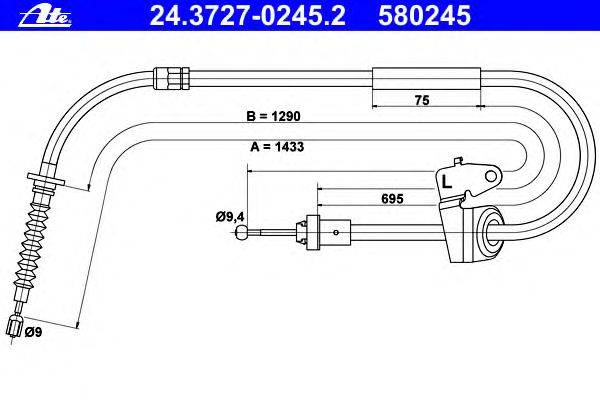 Трос, стояночная тормозная система ATE 24.3727-0245.2