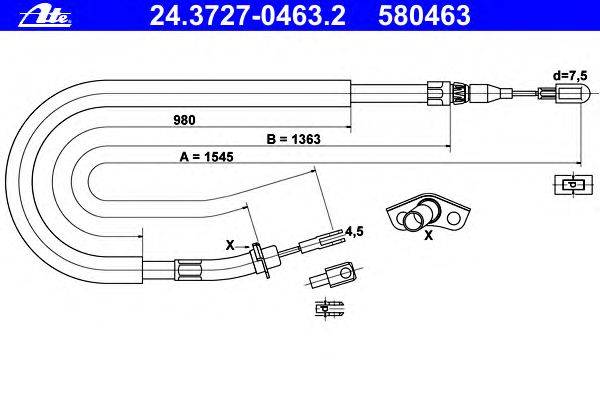 Трос, стояночная тормозная система ATE 24.3727-0463.2