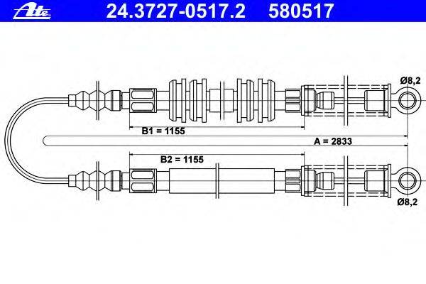 Трос, стояночная тормозная система ATE 24.3727-0517.2