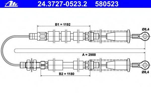 Трос, стояночная тормозная система ATE 24372705232