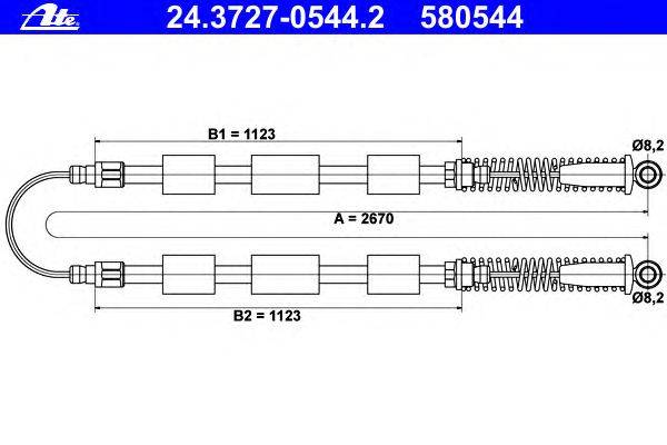 Трос, стояночная тормозная система ATE 24.3727-0544.2