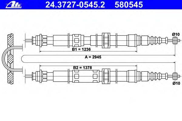 Трос, стояночная тормозная система ATE 24.3727-0545.2