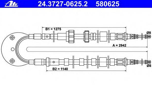 Трос, стояночная тормозная система ATE 24.3727-0625.2