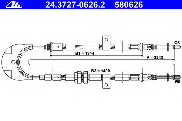 Трос, стояночная тормозная система ATE 24.3727-0626.2