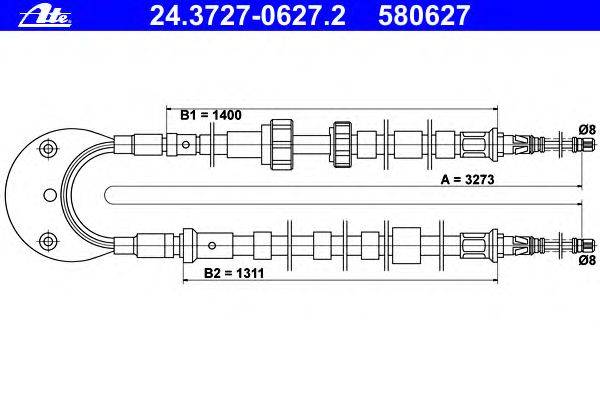 Трос, стояночная тормозная система ATE 24.3727-0627.2